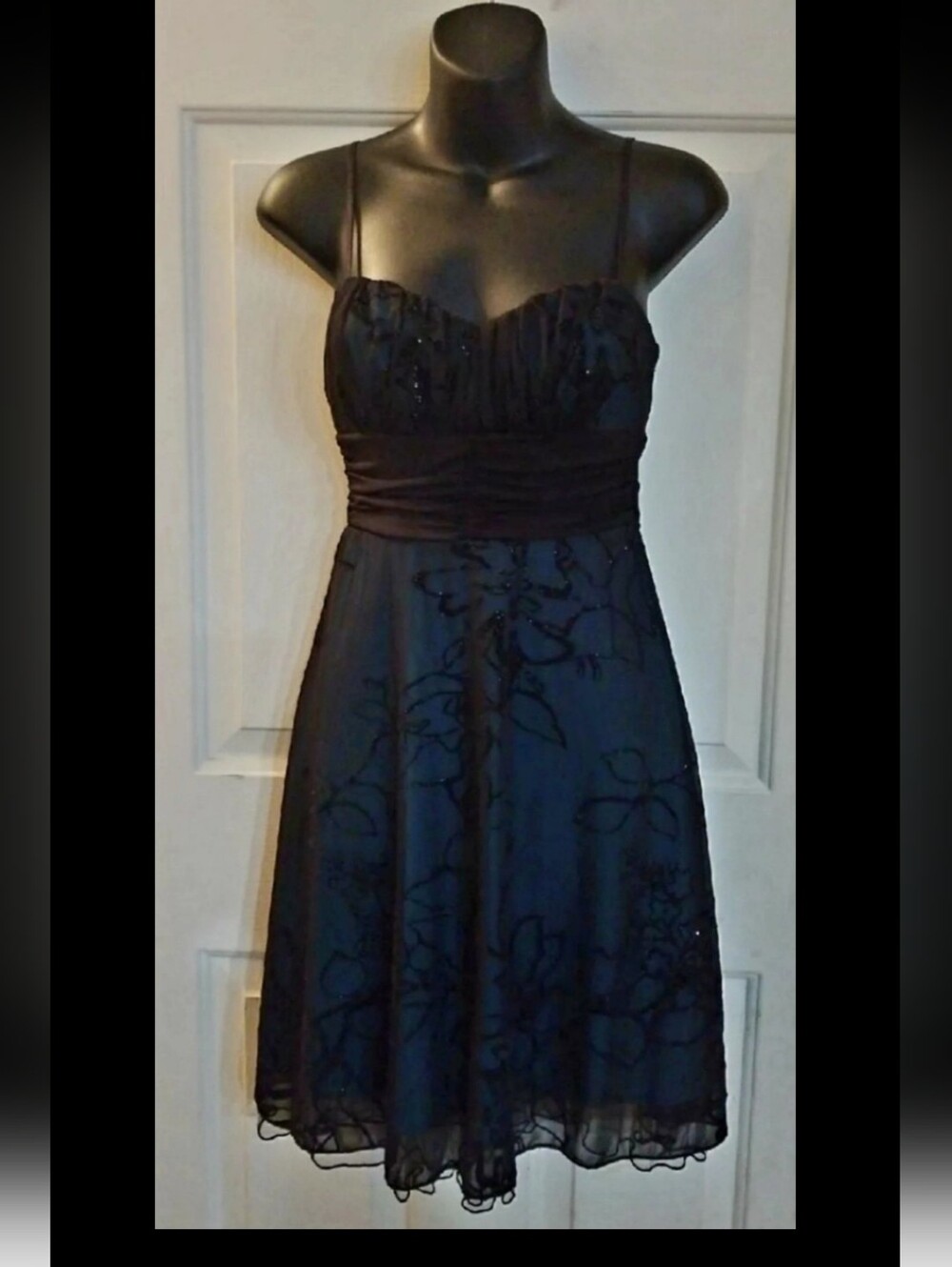 Speechless Black Floral-Embellished Midi Dress